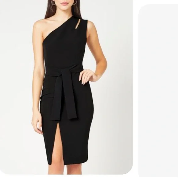 vesper 24/7 Dresses Vesper 247 Black One Shoulder Pencil Dress